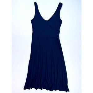 Boden Navy Sleeveless Fit & Flare Midi Dress V-Neck Viscose Blend, Sz 6R-EUC